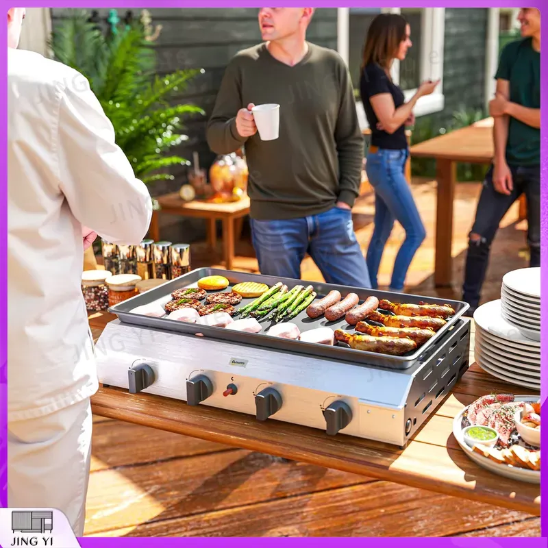 Outdoor Camping Griddle - Газовый гриль-барбекю с антипригарной сковородой, портативный