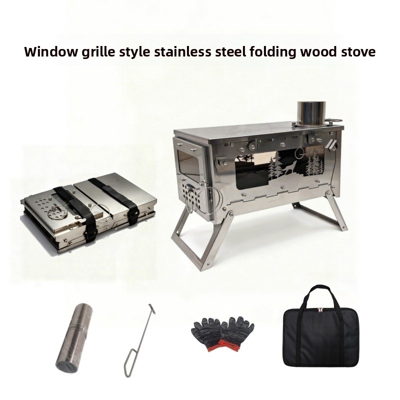 Outdoor Camping Wood Burning Stove - Складная портативная дровяная печь из нержавеющей