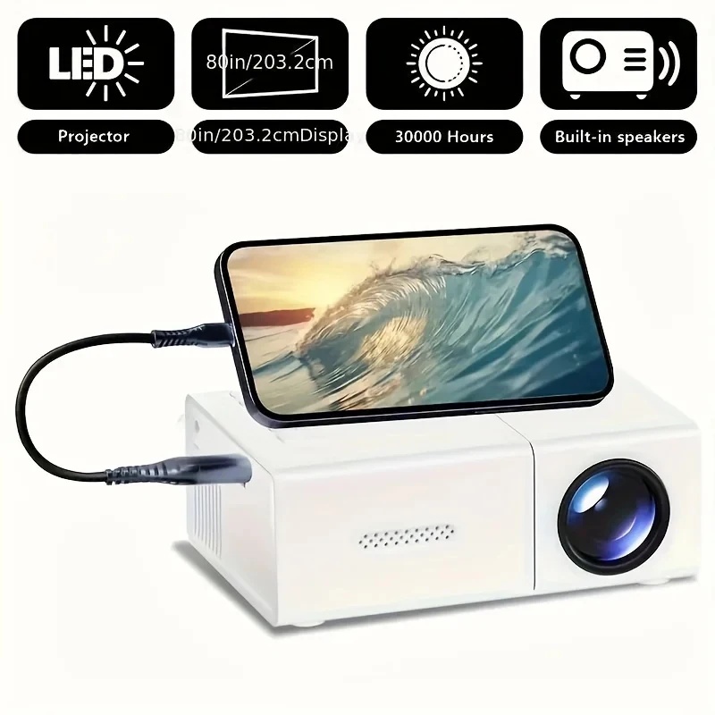 Outdoor Camping Videos - Мини-проектор LED 1080P с пультом ДУ,