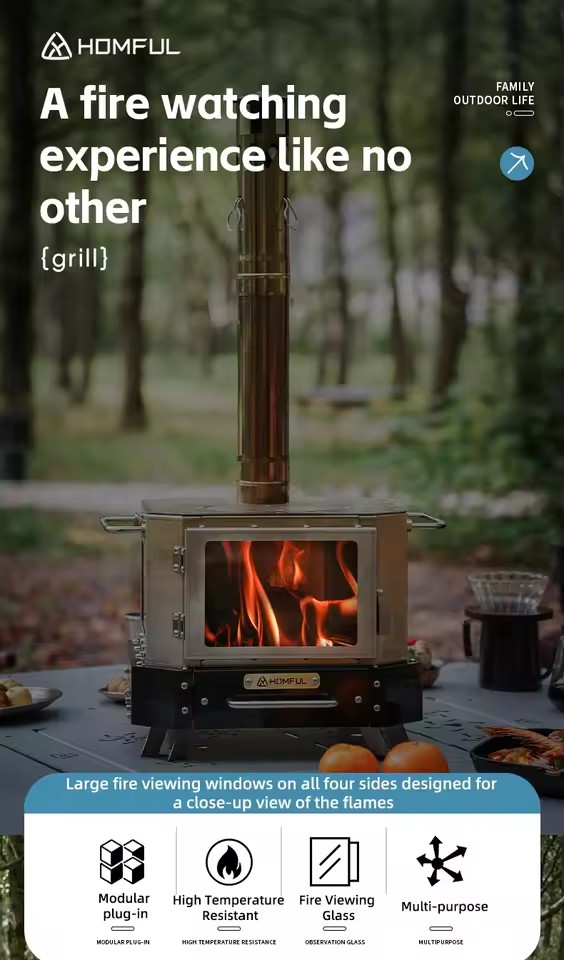Портативная дровяная печь HOMF – обзор и цена Outdoor Camping Wood Burning Stove